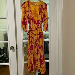 Color me Courtney Eleanor midi wrap three quarter sleeve v neck dress summer